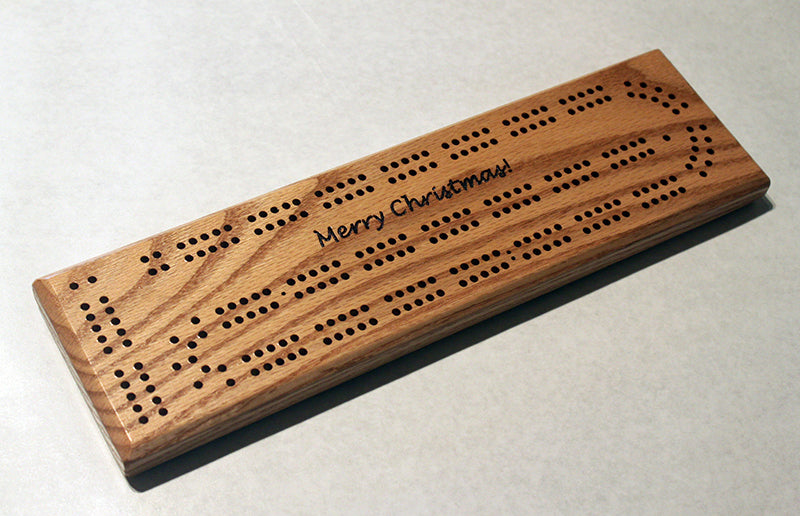 2 Track Oak Continuous Scoring Merry Christmas Cribbage Board GTG 23113